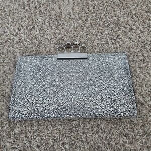Alexander McQueen Silver Crystal Clutch